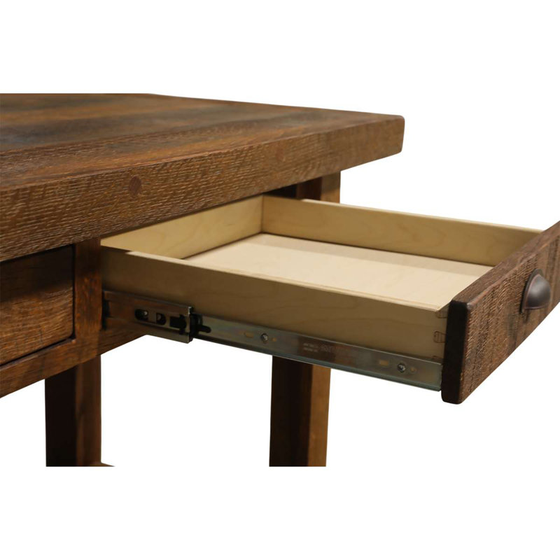 Bureau d'écriture à deux tiroirs Fireside Lodge, Finition chêne antique avec pieds en bois de gran