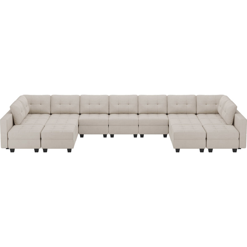 Canapé modulaire rembourré 16 pièces Soneson, Velours beige
