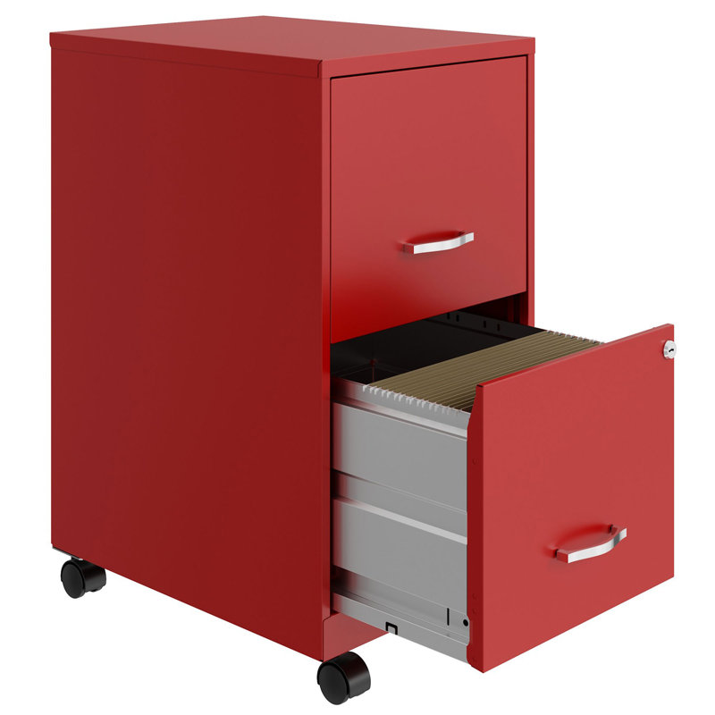 Krahn 14.25'' Wide 2 -Drawer Mobile Steel File Cabinet, Lava Red
