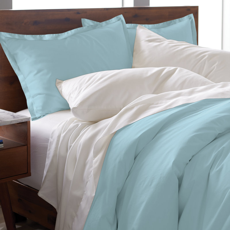 Ensemble de housse de couette 100% coton percale EJ Classic, Turquoise