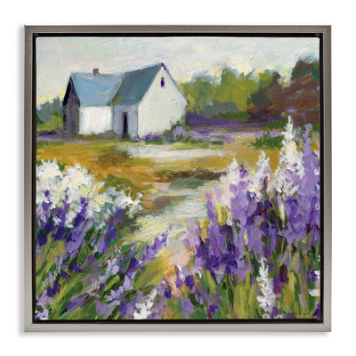 Art mural sur toile Lavender Field and Cottage Floater, design par Susan Winget