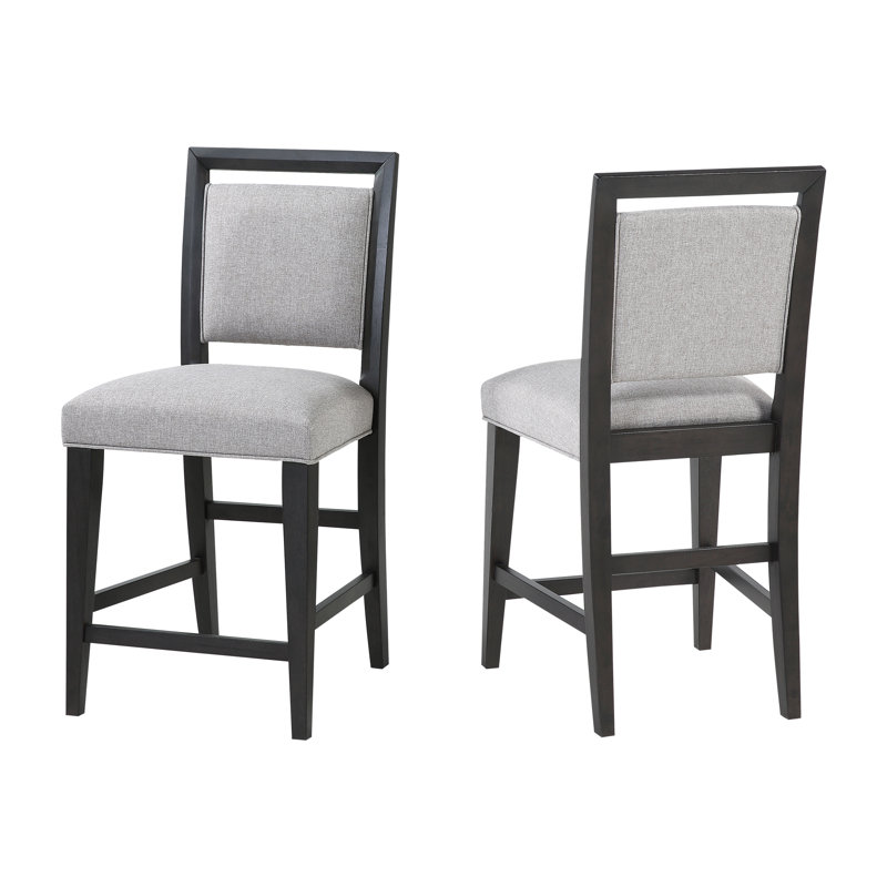 Upholstered Counter Stool with Solid Wood Frame