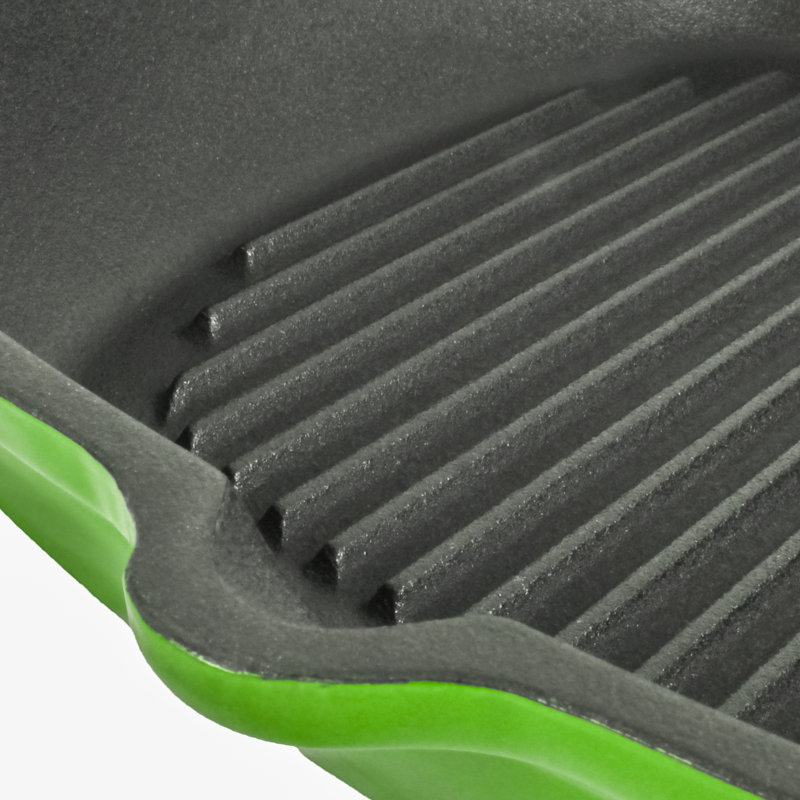 BergHOFF Neo 2Pc Cast Iron Cookware Set with Fry Pan and Grill Pan Set, Green