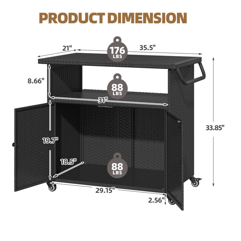Nichollette Bar Cart, Black