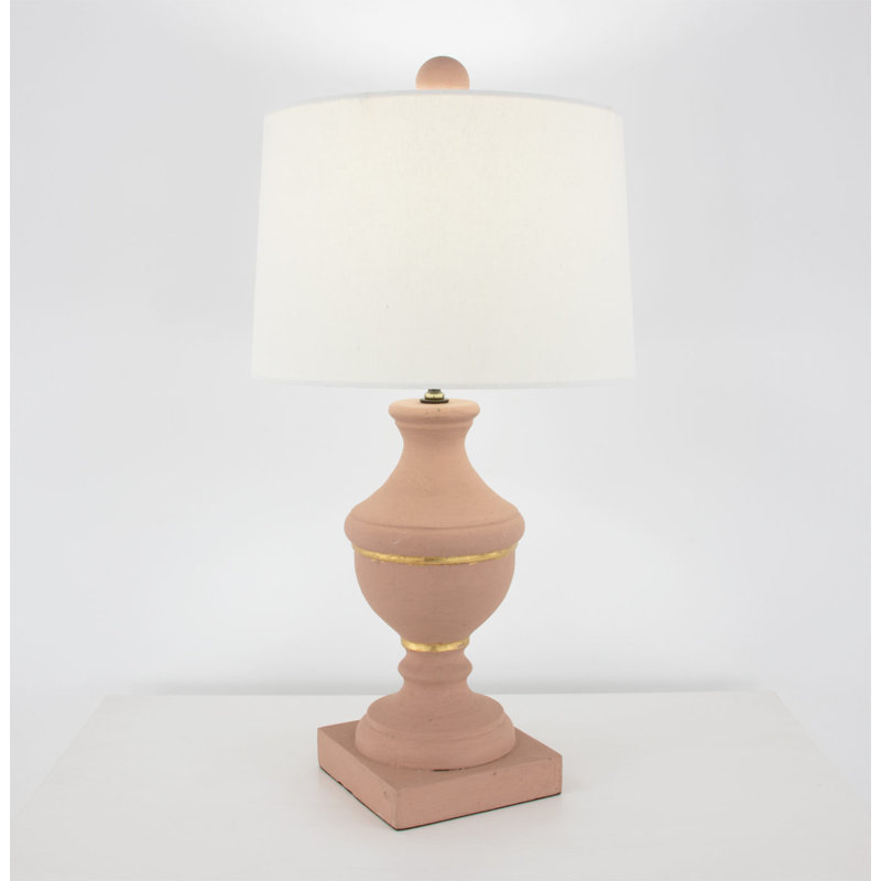Porter Table Lamp, Soft Pink/Gold Leaf, White