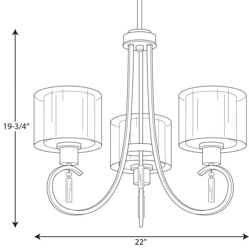 Lustre classique / traditionnel à 3 lumières Ernestina, Nickel brossé, 3