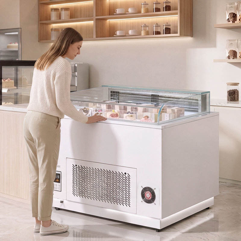 Open Air Merchandiser, 3.1 cu. ft. Shelving Commercial Refrigerator, Grab and Go Fan Cooling Display Cooler, with LED Lighting, Night Curtain, Horizontal for Restaurants, Stores, Office