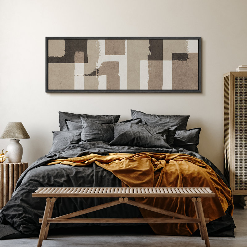 «Mid Century Shape Abstract Geometric Minimalist», reproduction sur toile, H 20 po x l 60 po, Noir, noir, noir, noir
