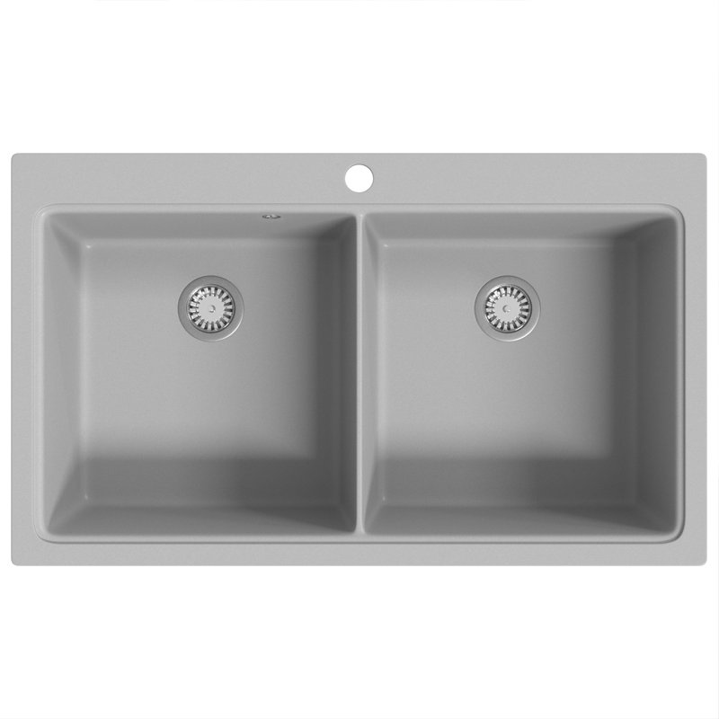 Belfry Kitchen Ariella 510mm W Single Bowl Stone Kitchen Sink, Grey