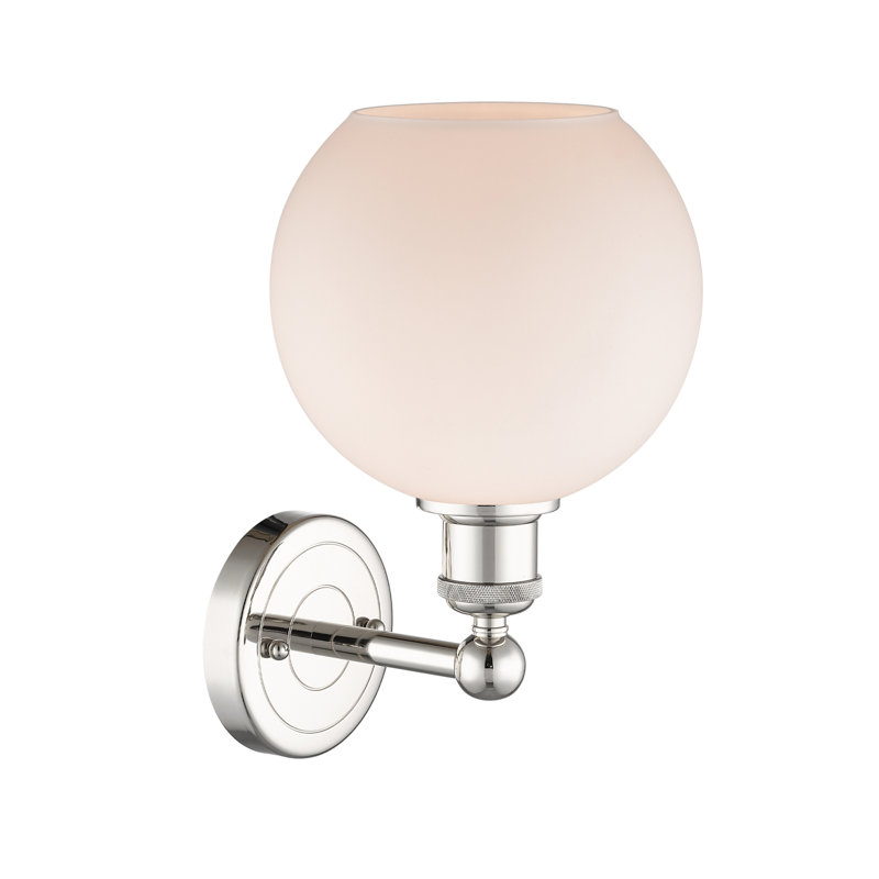 Ellington Steel Armed Sconce, Matte White, Polished Nickel