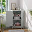 Armoire de salle de bain d'angle grise triangulaire avec tablette réglable et panneau de fibres à densité moyenne gris (ancien SKU: N725P172615E)-84476136