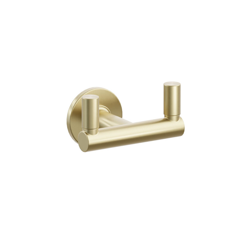 Emtek Select Double Hook w/ Small Disc Rosette, Round Stem & Smooth Tip, Satin Brass