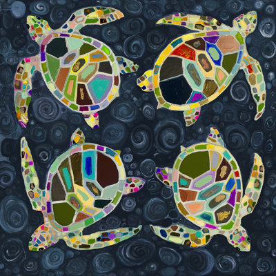 Aaden " Four Sea Turtles " by Eli Halpin Painting Print