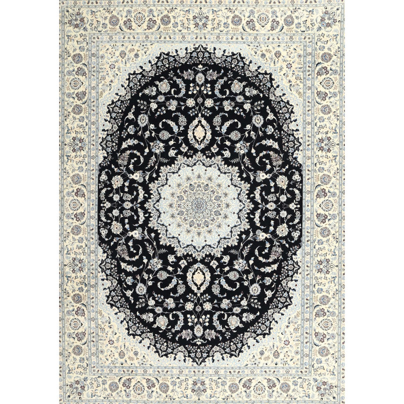Tapis crème / noir en laine Brionna, Rectangle 8 pi x 12 pi