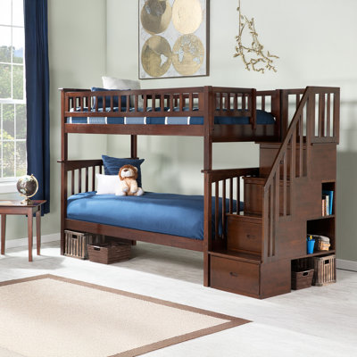 Flinn Kids Solid Wood Staircase Bunk Bed