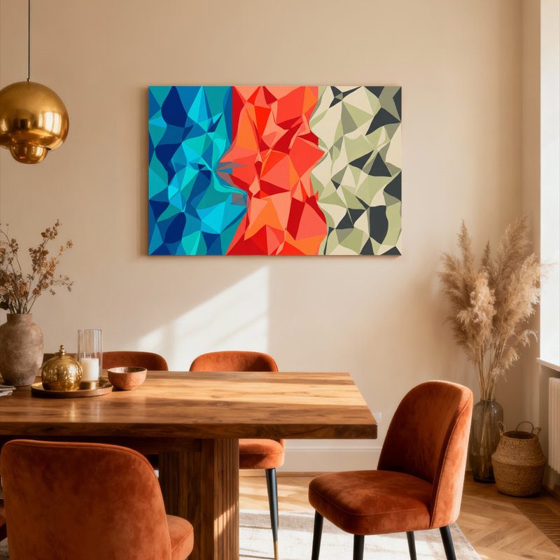 Ensemble de 1 tableau abstrait géométrique à blocs de couleur sur toile tendue, H 12 po x l 18 po