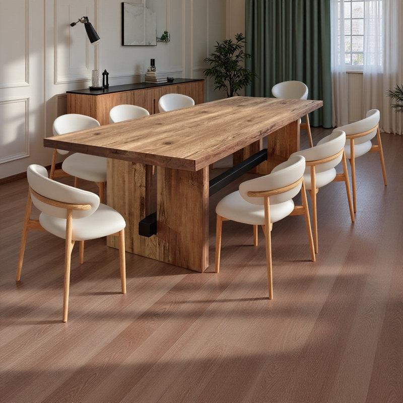 Ensemble de table de salle à manger de style industriel, 9 pièces : table, 8 chaises, H 29,53 po x l 78,74 po x P 31,5 po