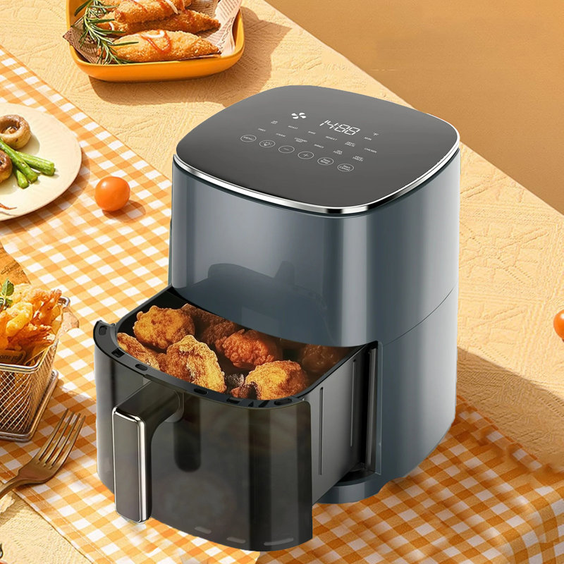 Air Fryer, 6-Quart With Viewing Window, 12-In-1 Functions - Air Fry, Roast, Reheat, Dehydrate, Bake, Steam, Gray