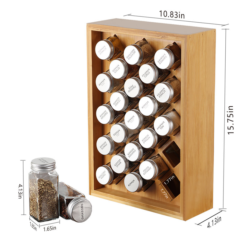 Freestanding Wood Spice Jar & Rack Set