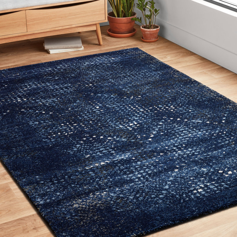 Tapis bleu abstrait Parinaaz, Rectangle 3 pi 10 po x 5 pi 7 po