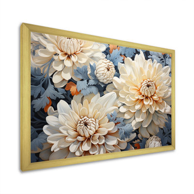 «White and Blue Chrysanthemums», mosaïque sur toile