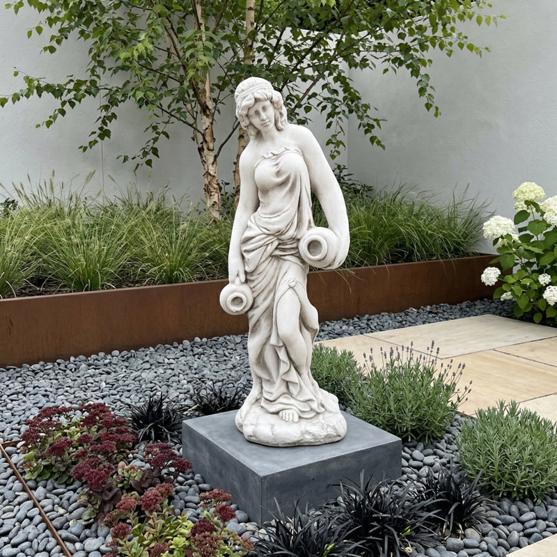 OLIVIA Urn Girl 79cm, White Stone