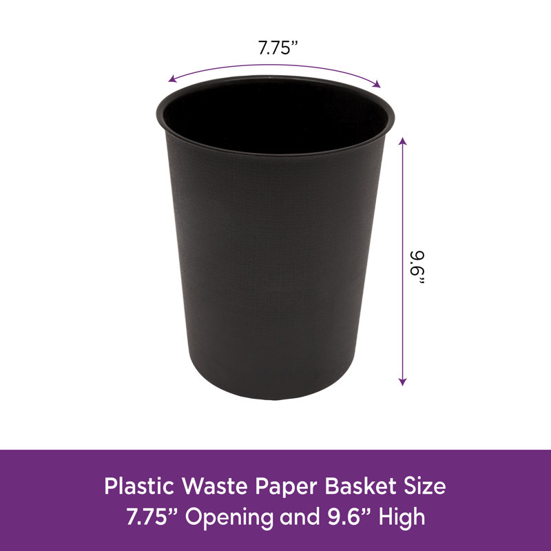 1.5 Gallon Compact Waste Paper Basket, Black