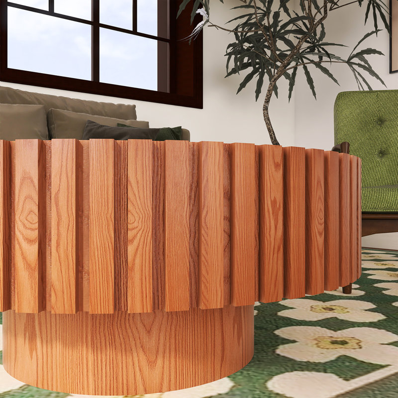 Table basse ronde fabriquée à la main, Bois naturel