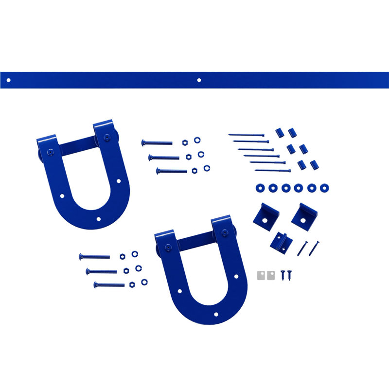 Ensemble de quincaillerie de porte de grange en fer à cheval de qualité supérieure avec rail pour portes 1 3/8 po, Ruban bleu