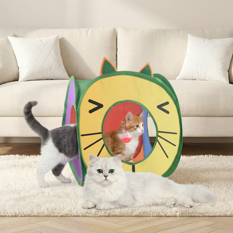 Pop Up Cat Cube, tente de jeu pliable pour chat avec 3 trous, pour chatons d'intérieur / extérieur, chats, chiots et lapins, jouet de lit caché