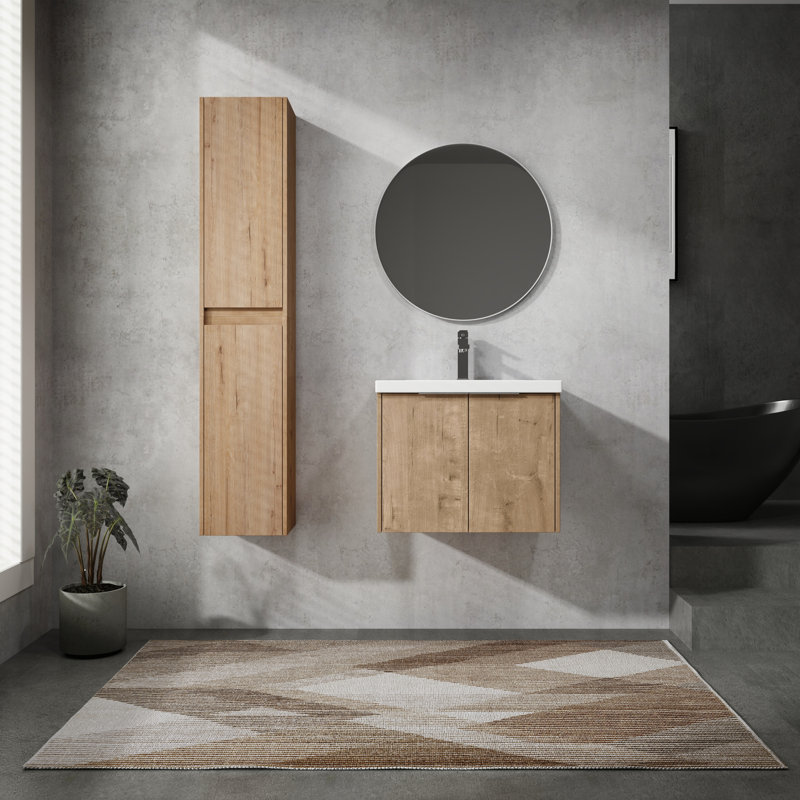 Meuble-lavabo de salle de bain avec lavabo et rangement latéral - Enthrall 24 po