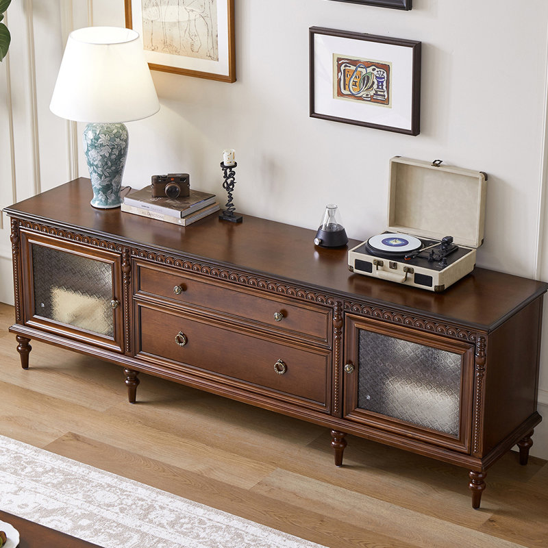 Meuble télé en érable de style rétro, H 25,6 po x L 78,74 po x l 17,71 po