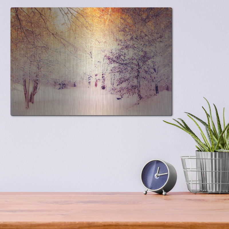 Art mural luxueux «Snowy Sunrise» par Dirk Wustenhagen, H 12 po x l 16 po