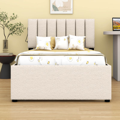 Lit plateforme tapissier simple Teddy