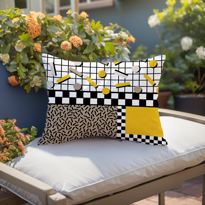 Coussin lombaire intérieur / extérieur Lumo, Rectangle H 18 po x l 25 po, Jaune