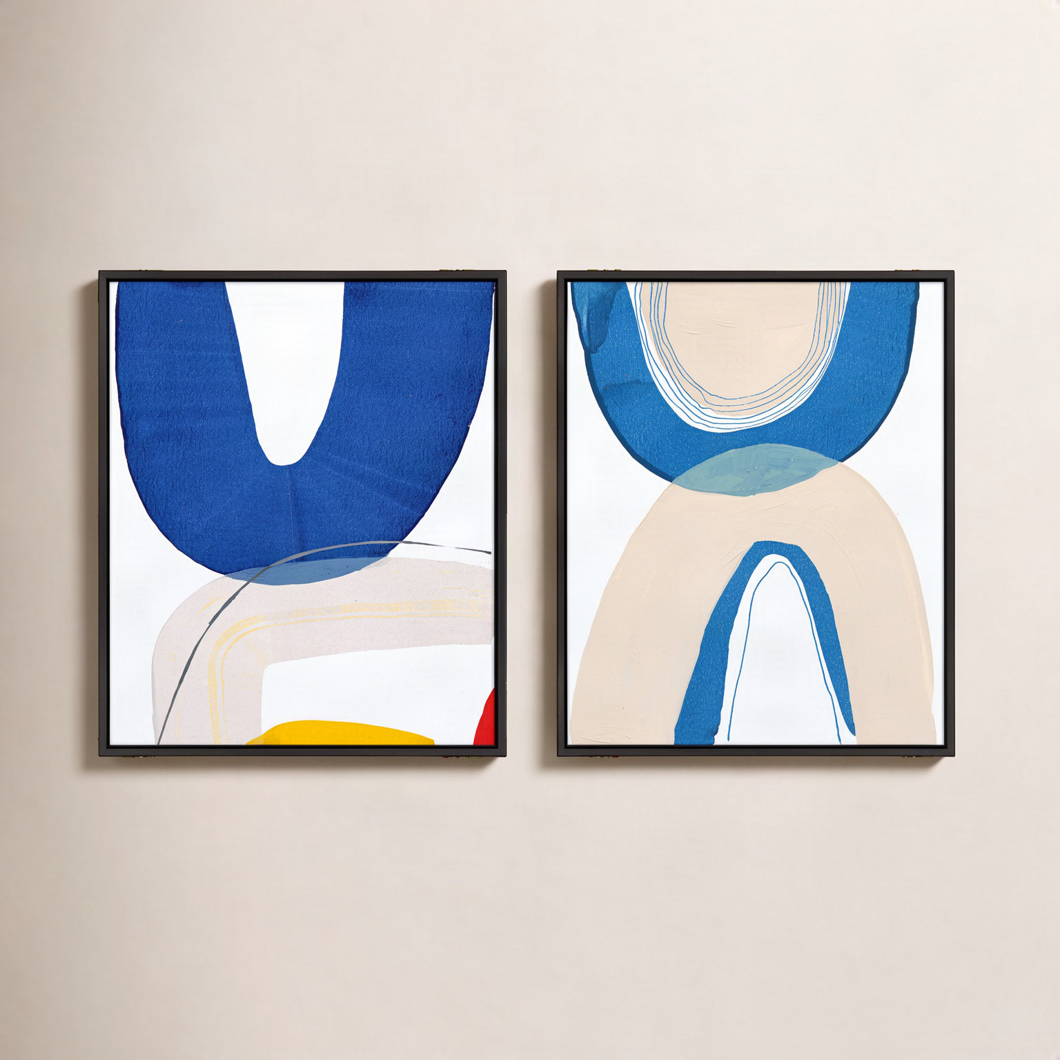 Unity Set Of 2 by Andrea Stokes, 38" H x 60" W x 1.38" D, Black Framed