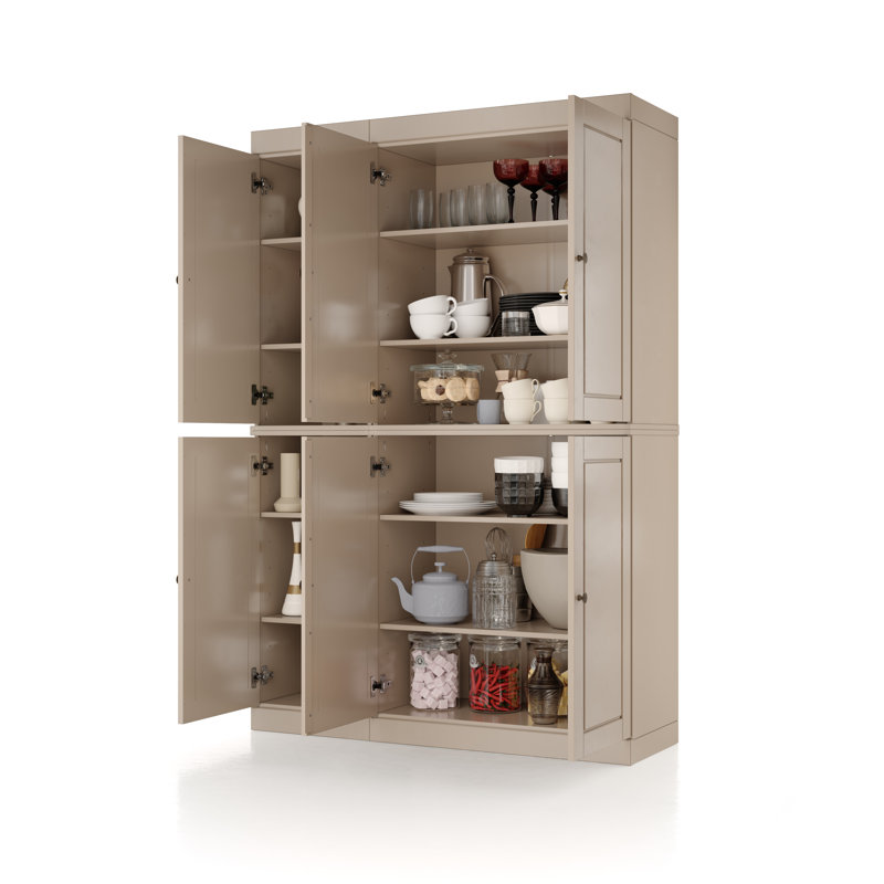 Nicu 100% Solid Wood Tall Kitchen Pantry Cabinet with Doors, Adjustable Shelves, Modular Kitchen Storage Cabinet, 48.5" W x 71.5" H