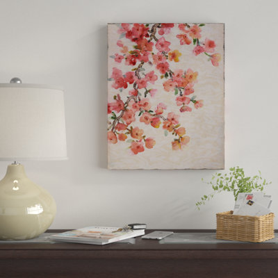 « cerise fleur ii », reproduction de peinture à l’aquarelle sur toile tendue
