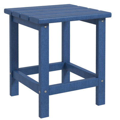 15" Blue Square Side Table, Outdoor End Table For Balcony, Pool, Porch Patio - Porch, Balcony Surface Weather , 110 Lbs Capacity