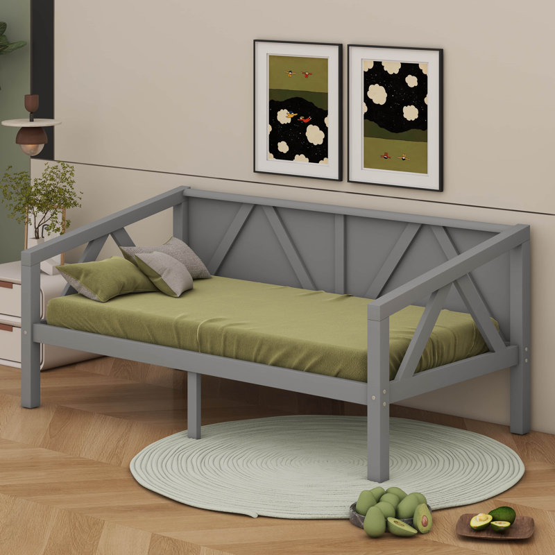 Lit de jour peu encombrant, Gris, Lit simple