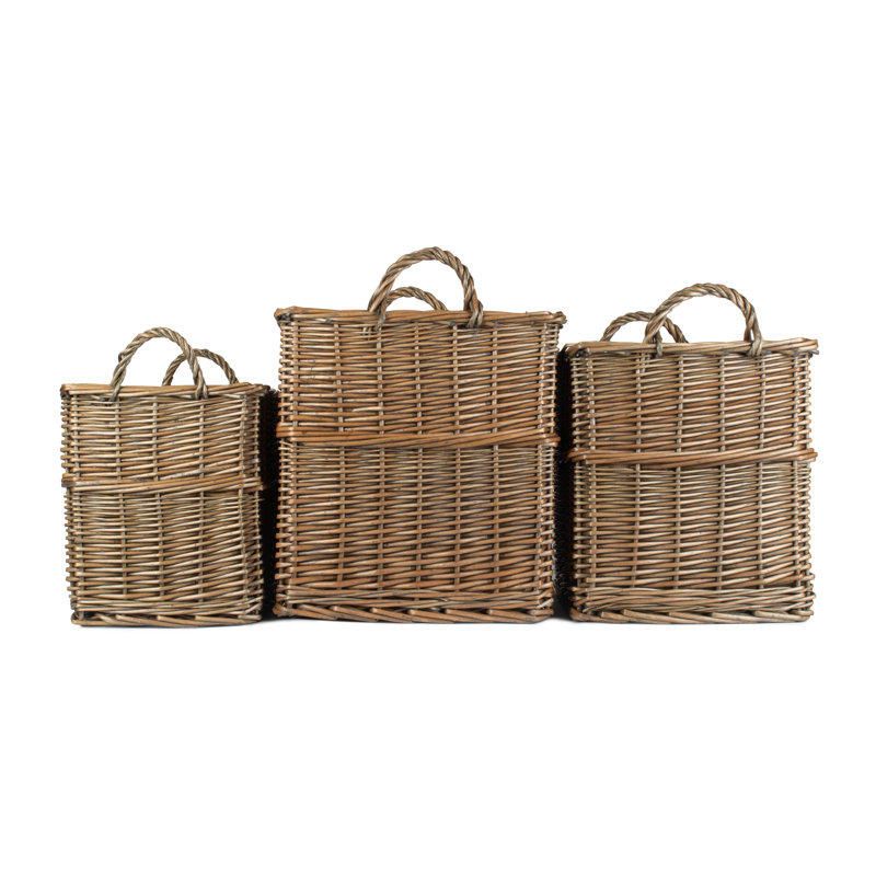 3 Piece Wicker Log or Storage Basket Set