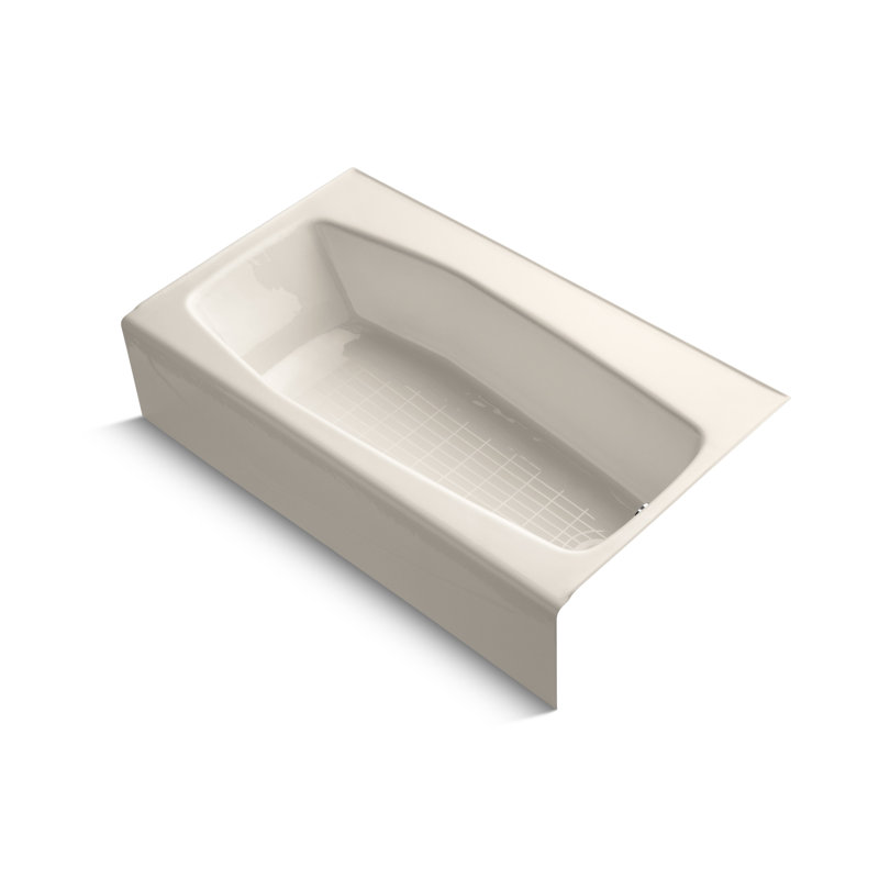Villager Alcove 60" x 34" Alcove/Tile in Cast Iron Soaking Bathtub, Almond, Right