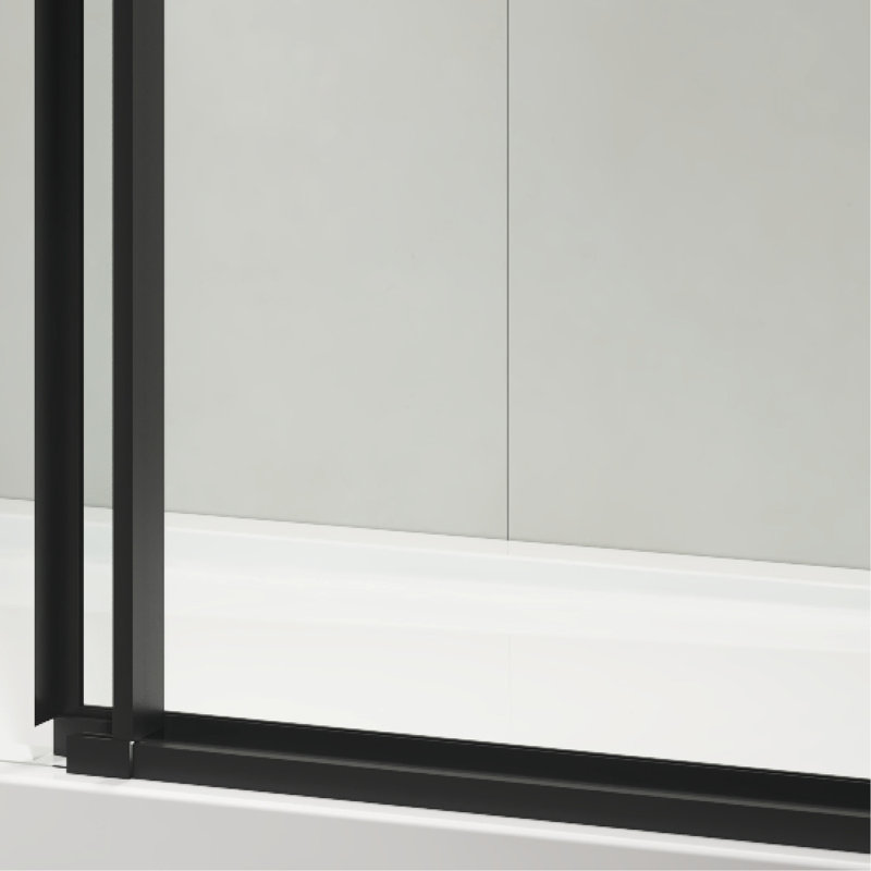 60" W x 76" H Sliding Frameless Shower Door in Matte Black with Clear Glass