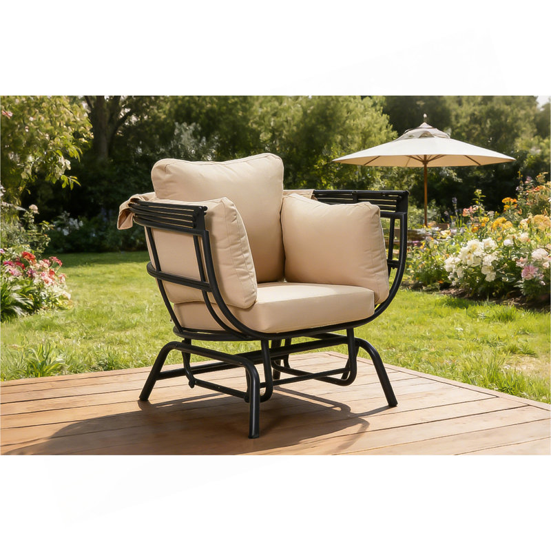 Fauteuil à œufs de luxe moderne Sunnydaze - structure en acier thermolaqué avec coussin en polyester et auvent rétractable - taupe