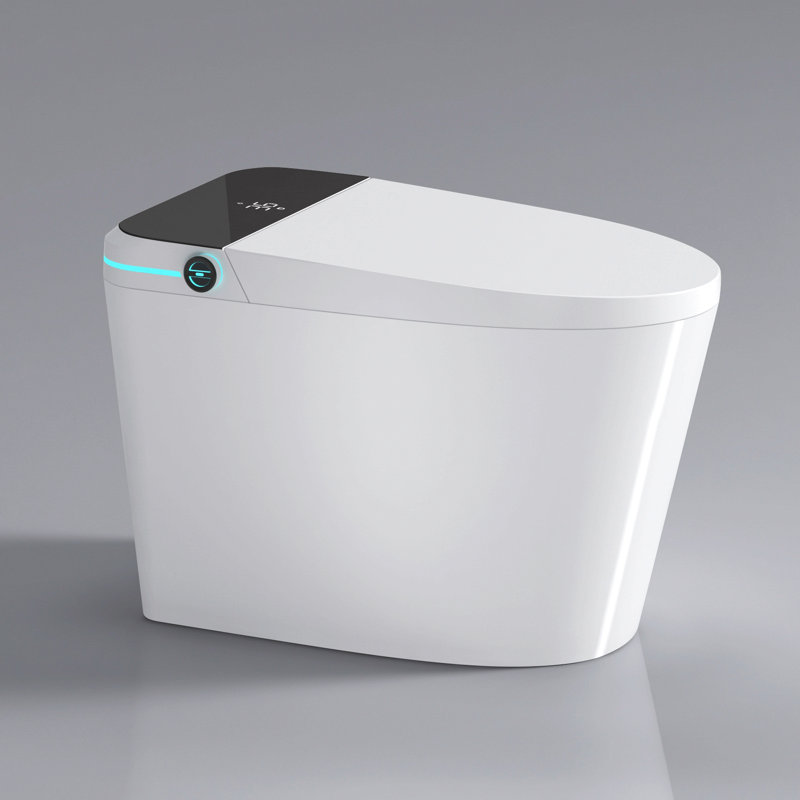 Modern Smart Toilet With Bidet Seat Built-In, Intelligent Toilet  Auto Open/Close Seat, Foot Sensor, Led Display,Night Light, Warm Water & Dryer,White