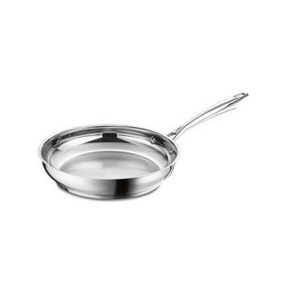 Fortune Candy Fry Pan with Lid, 3-Ply Skillet, 18/8 Stainless Steel, Induction Ready, Dishwasher Safe, Silver (10-Inch)