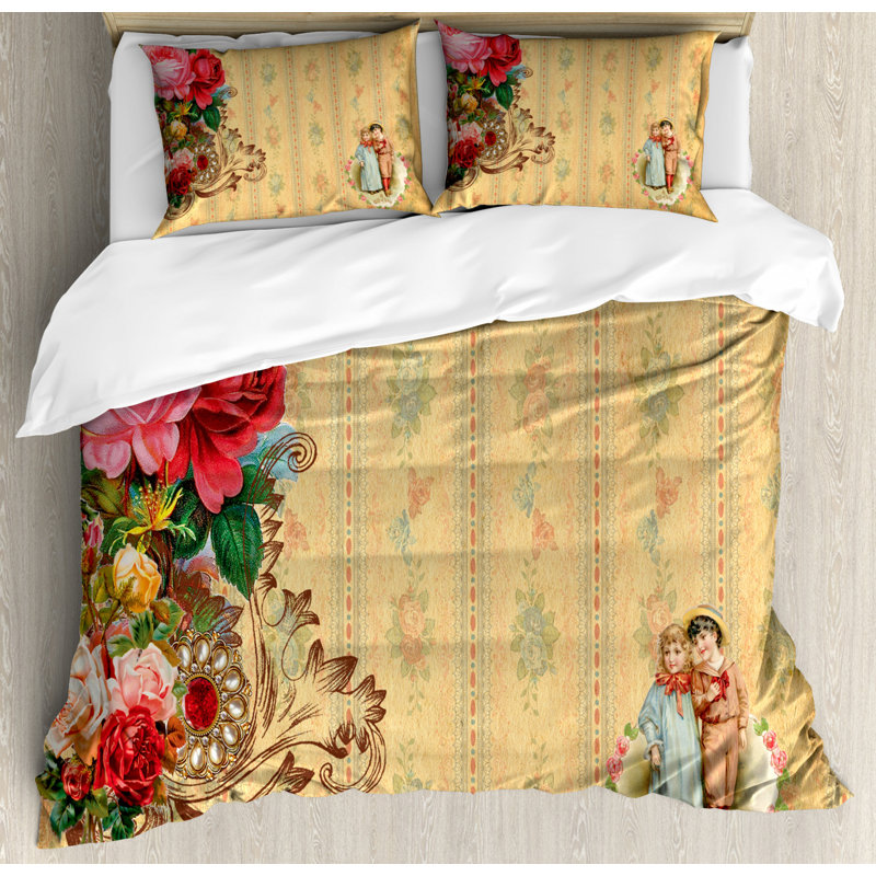 French Country Polyester Floral Duvet Cover