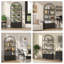 Arched Book Shelf, Bookcase With Doors Storage, 180cm Tall Bookshelf With Sturdy Metal Frame, E1 Quality Boards, Freestanding Display Shelving Unit Living Room-1496160685