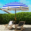Parasol de plage avec auvent 40+ By, auvent ventilé, sac de transport, rayure bleue - Parasol portable attrayant Sun Worerers