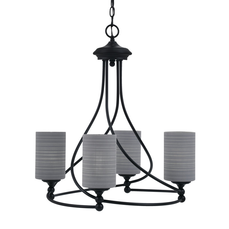 Lustre 4 lumières Capri, Gris, Noir mat